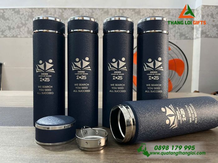 Bình Giữ Nhiệt Sơn Nhám Màu Xanh - Khắc Logo HRMD Learn By Share 2025