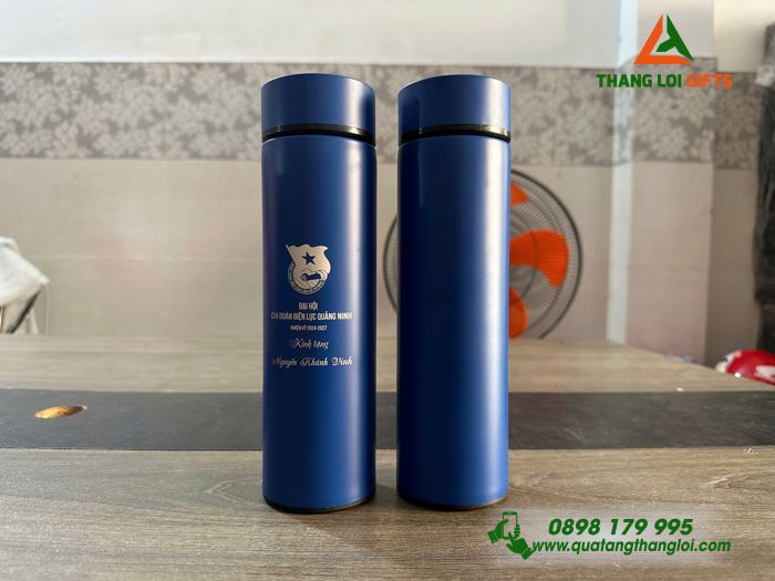 Bình Giữ Nhiệt Màu Xanh 500ml - Khắc Logo Chi Đoàn Điện Lực Quảng Ninh