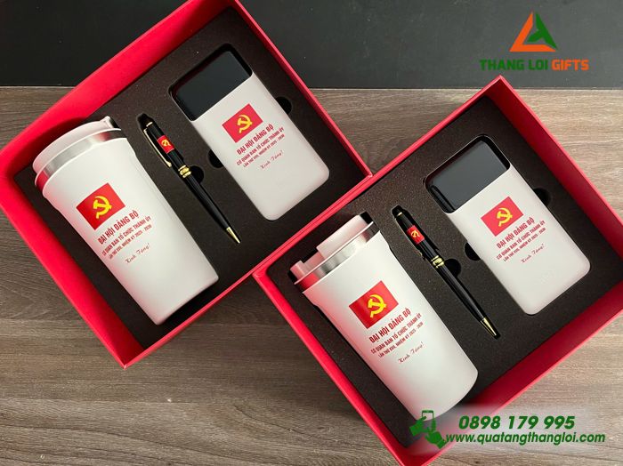 Combo Quà Tặng (Ly+ Pin+ Bút) - In Khắc Logo Đảng Cộng Sản Việt Nam