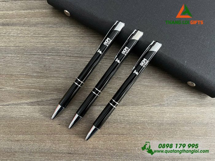 Bút Bi Kim Loại Bấm Màu Đen - Khắc Logo Doanh Nghiệp TESEF.NET