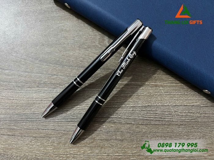Bút Bi Kim Loại Bấm Màu Đen - Khắc Tên Làm Quà Tặng