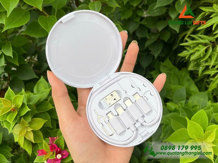 Cáp Sạc Đa Năng Màu Trắng - In Logo Báo Tuổi Trẻ