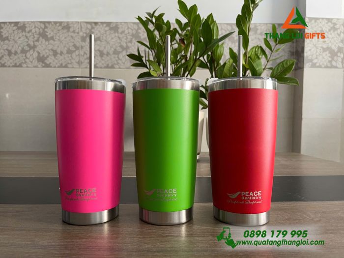 Ly Giữ Nhiệt 600ml - Khắc Logo Doanh Nghiệp PEACE
