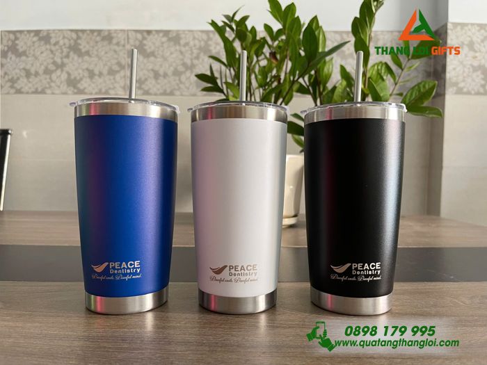 Ly Giữ Nhiệt 600ml - Khắc Logo Doanh Nghiệp PEACE