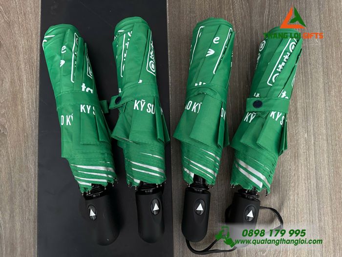 Ô Dù Cầm Tay Gập 3 Màu Xanh Lá - In Logo Doanh Nghiệp GA Consultant Việt Nam