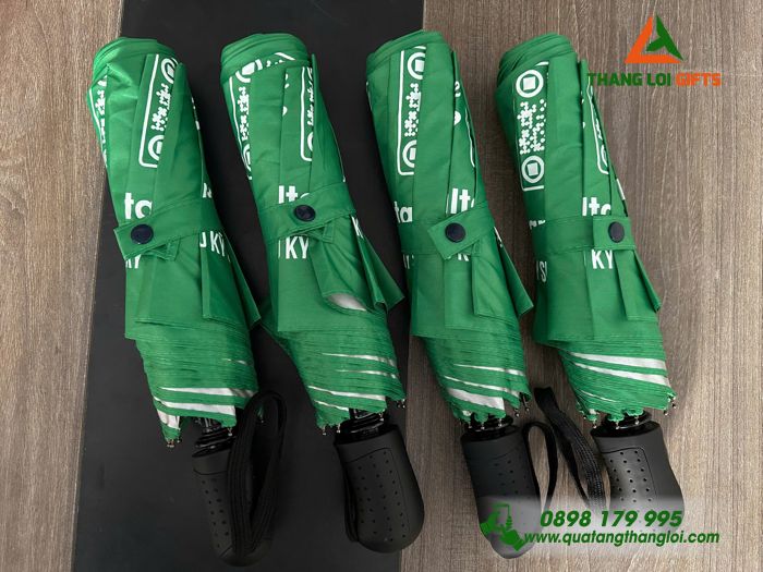 Ô Dù Cầm Tay Gập 3 Màu Xanh Lá - In Logo Doanh Nghiệp GA Consultant Việt Nam