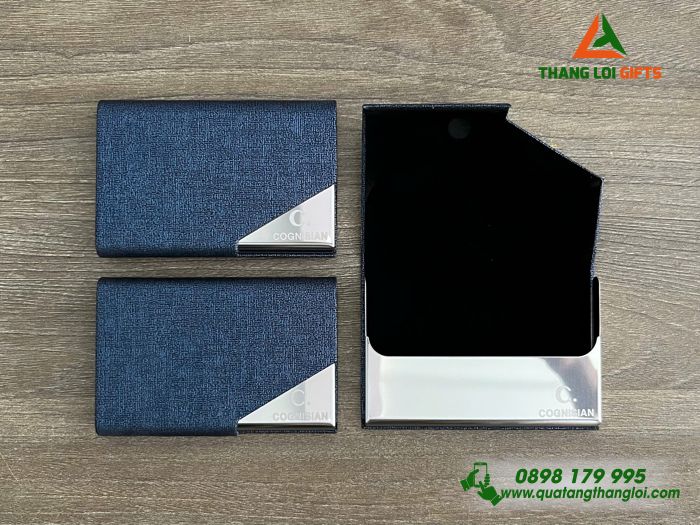 Hộp Đựng Namecard Vát Cạnh Màu Xanh - Khắc Logo Doanh Nghiệp COGNISIAN