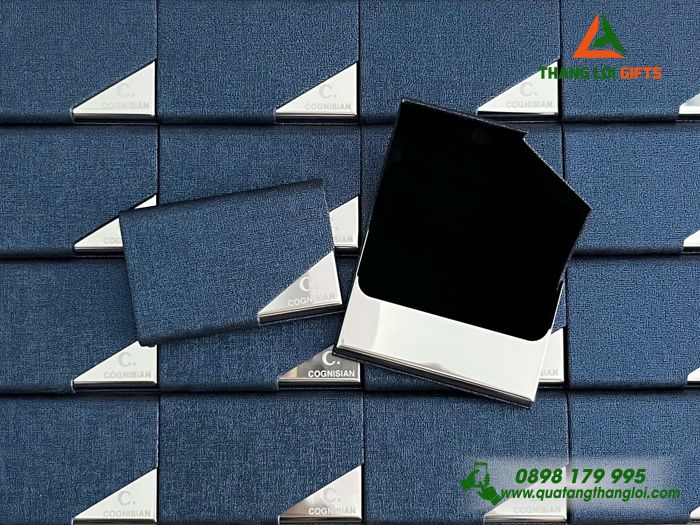 Hộp Đựng Namecard Vát Cạnh Màu Xanh - Khắc Logo Doanh Nghiệp COGNISIAN
