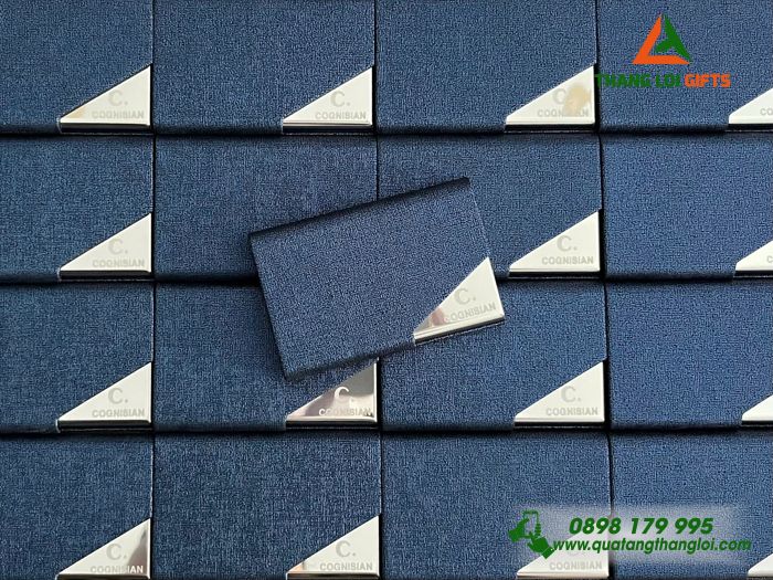 Hộp Đựng Namecard Vát Cạnh Màu Xanh - Khắc Logo Doanh Nghiệp COGNISIAN