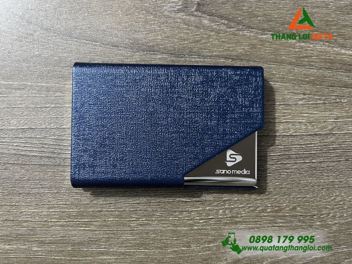 Hộp Đựng Namecard Vát Cạnh Màu Xanh - Khắc Logo Doanh Nghiệp SANO MEDIA