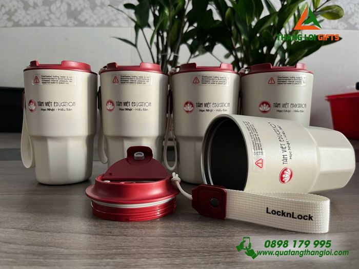 Ly Giữ Nhiệt Lock&Lock LHC3329 Màu Đỏ - In Logo Doanh Nghiệp Tâm Việt Education