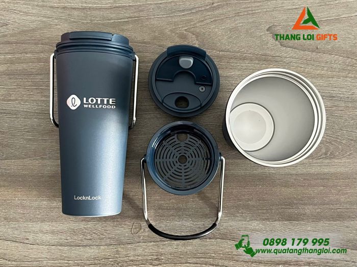 Ly Giữ Nhiệt Lock&Lock LHC4269 Màu Xanh Navy - Khắc Logo Doanh Nghiệp LOTTE WellFood
