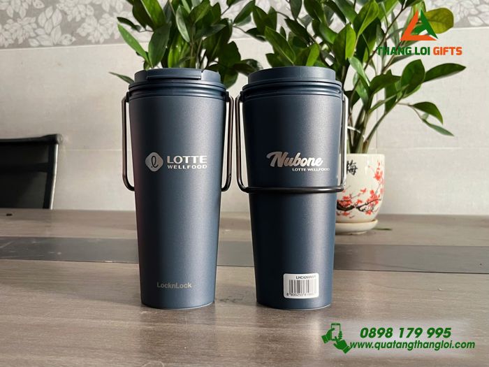 Ly Giữ Nhiệt Lock&Lock LHC4269 Màu Xanh Navy - Khắc Logo Doanh Nghiệp LOTTE WellFood