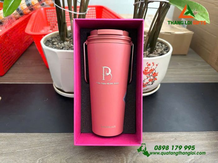 Ly Giữ Nhiệt Lock&Lock LHC4269 Màu Trắng - Khắc Logo Viện Thẩm Mỹ DR.BẢO