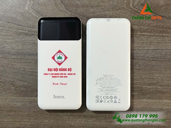 Pin Sạc Dự Phòng Hoco 10.000mAh - In Logo Công Ty Lâm Nghiệp Bến Hải