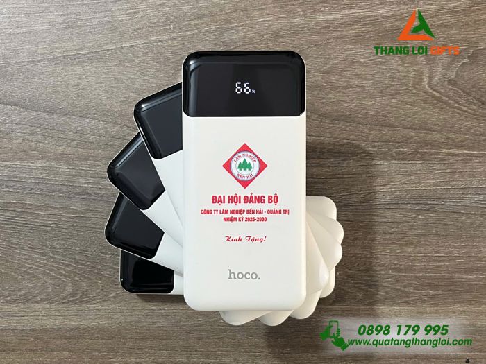 Pin Sạc Dự Phòng Hoco 10.000mAh - In Logo Công Ty Lâm Nghiệp Bến Hải