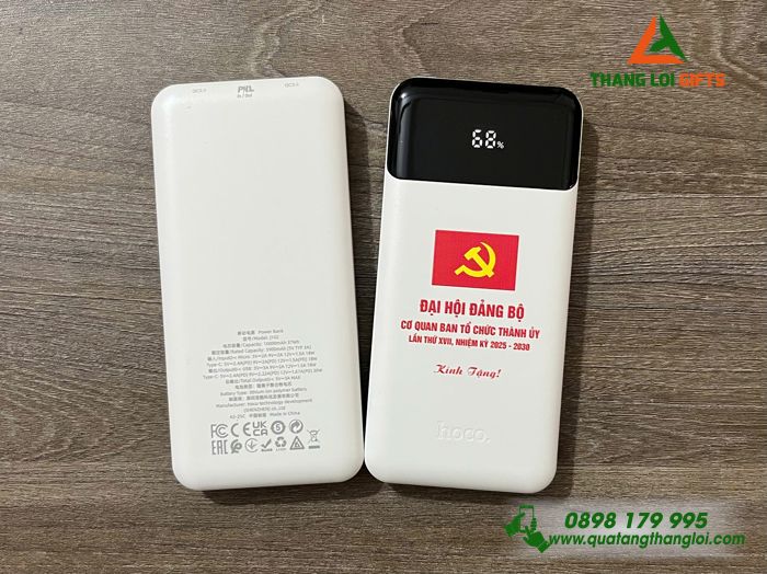 Pin Sạc Dự Phòng Hoco 10.000mAh - In Logo Đảng Cộng Sản Việt Nam