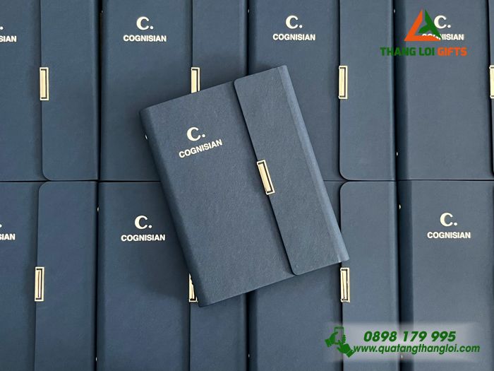 Sổ Tay Bìa Còng Gập 3 Màu Xanh - In Logo Doanh Nghiệp COGNISIAN