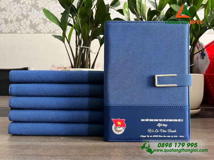 Sổ Tay Bìa Còng Màu Xanh - In Logo Đoàn Thanh Niên Cộng Sản Việt Nam