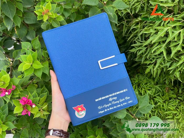 Sổ Tay Bìa Còng Màu Xanh - In Logo Đoàn Thanh Niên Cộng Sản Việt Nam