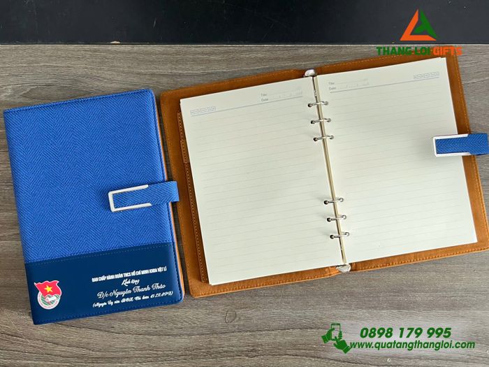 Sổ Tay Bìa Còng Màu Xanh - In Logo Đoàn Thanh Niên Cộng Sản Việt Nam