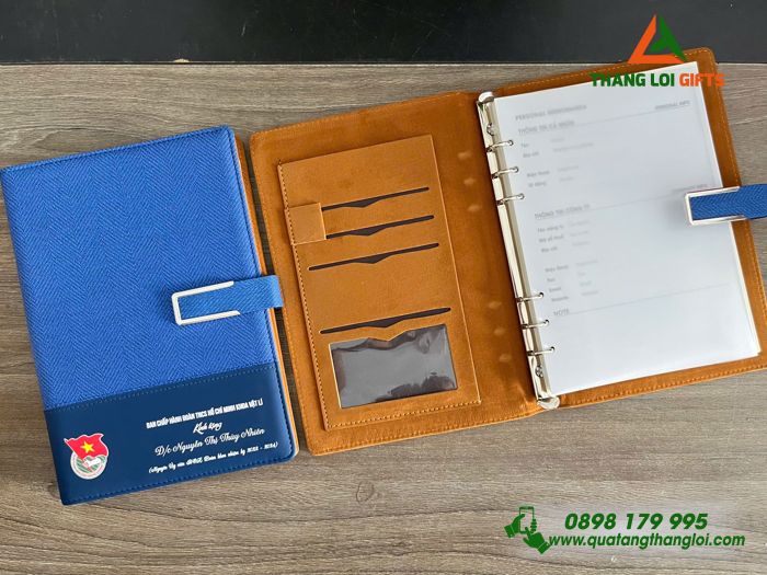 Sổ Tay Bìa Còng Màu Xanh - In Logo Đoàn Thanh Niên Cộng Sản Việt Nam