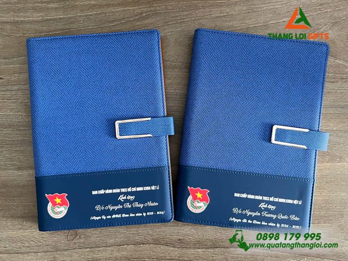 Sổ Tay Bìa Còng Màu Xanh - In Logo Đoàn Thanh Niên Cộng Sản Việt Nam