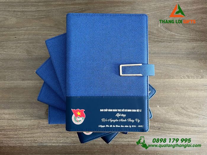 Sổ Tay Bìa Còng Màu Xanh - In Logo Đoàn Thanh Niên Cộng Sản Việt Nam