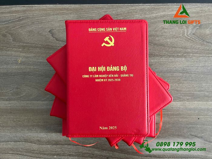 Sổ Tay Dán Gáy Màu Đỏ - In Logo Đảng Cộng Sản Việt Nam