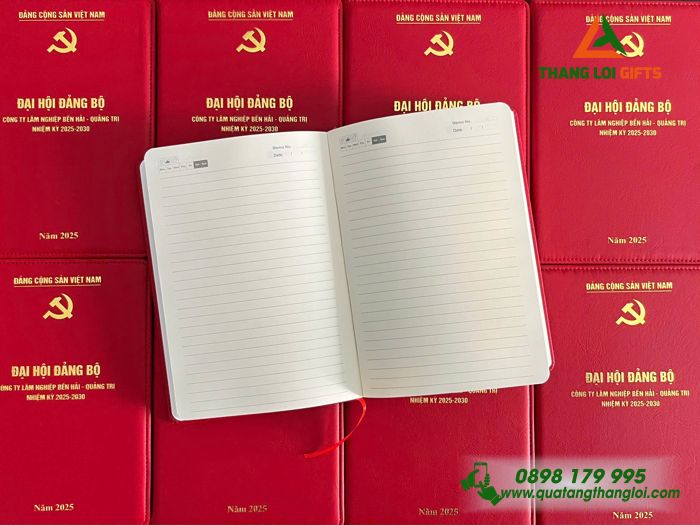 Sổ Tay Dán Gáy Màu Đỏ - In Logo Đảng Cộng Sản Việt Nam