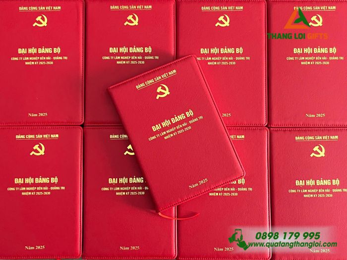 Sổ Tay Dán Gáy Màu Đỏ - In Logo Đảng Cộng Sản Việt Nam