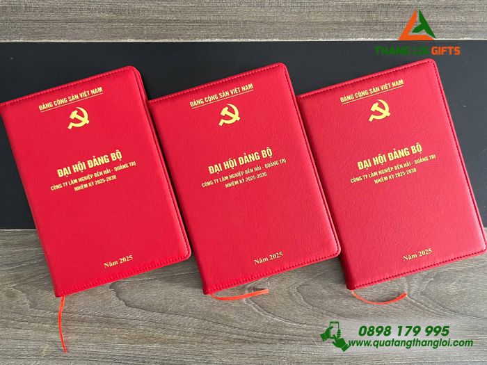 Sổ Tay Dán Gáy Màu Đỏ - In Logo Đảng Cộng Sản Việt Nam