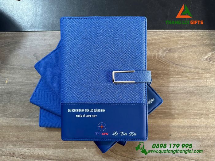 Sổ Tay Bìa Còng Màu Xanh - In Logo Doanh Nghiệp EVNCPC