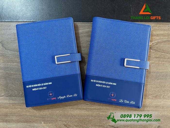 Sổ Tay Bìa Còng Màu Xanh - In Logo Doanh Nghiệp EVNCPC