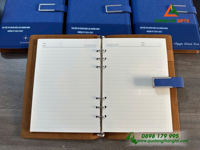 Sổ Tay Bìa Còng Màu Xanh - In Logo Doanh Nghiệp EVNCPC