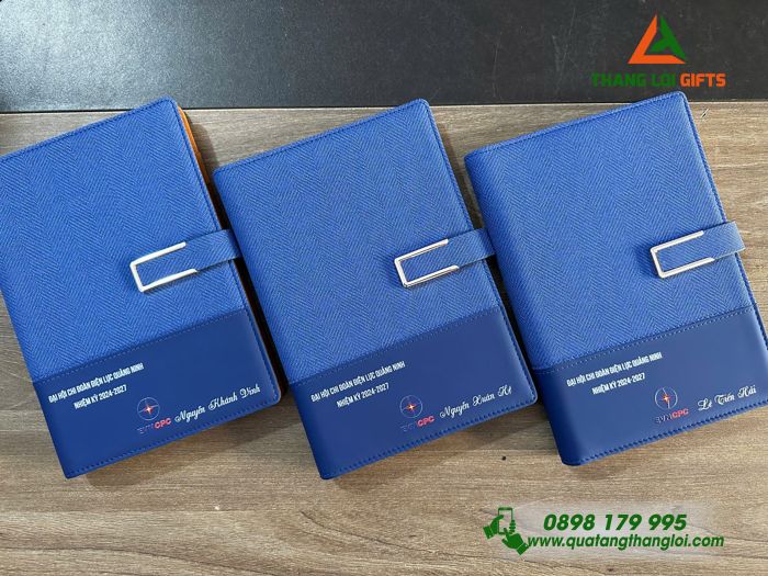 Sổ Tay Bìa Còng Màu Xanh - In Logo Doanh Nghiệp EVNCPC