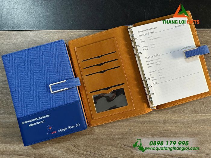Sổ Tay Bìa Còng Màu Xanh - In Logo Doanh Nghiệp EVNCPC