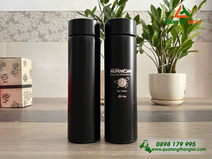 Bình Giữ Nhiệt Inox Màu Đen - Khắc Logo Trại Hè Nghiên Cứu SUPERNOVA