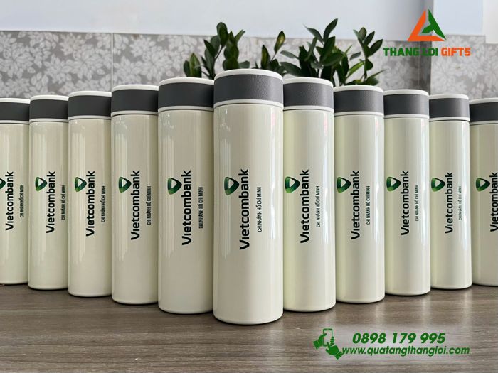 Bình Giữ Nhiệt Inox316 Hiện Thị Đèn Led  - In Logo Ngân Hàng Vietcombank VCB