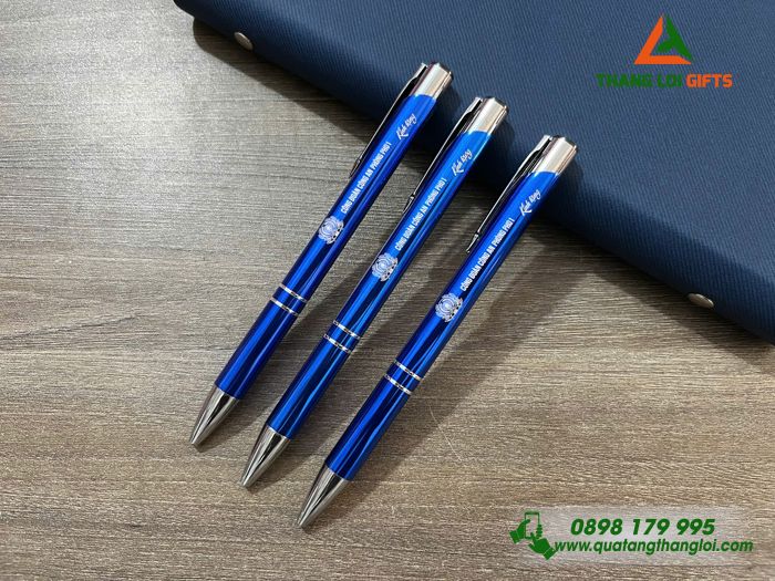 Bút Bi Kim Loại Màu Xanh - Khắc Logo Công Đoàn Công An