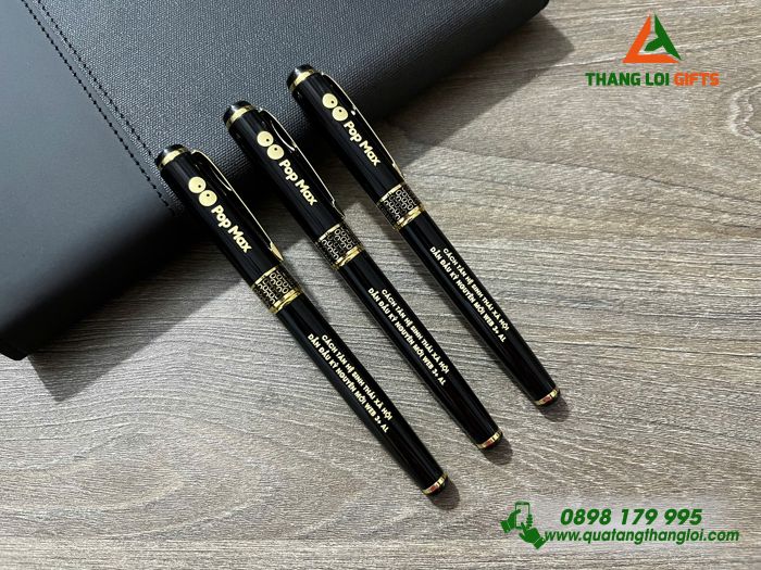 Bút Ký Kim Loại Khoen Hình Tổ Ong - Khắc Logo Kênh Truyền Hình Pop Max