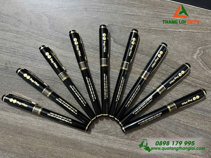 Bút Ký Kim Loại Khoen Hình Tổ Ong - Khắc Logo Kênh Truyền Hình Pop Max