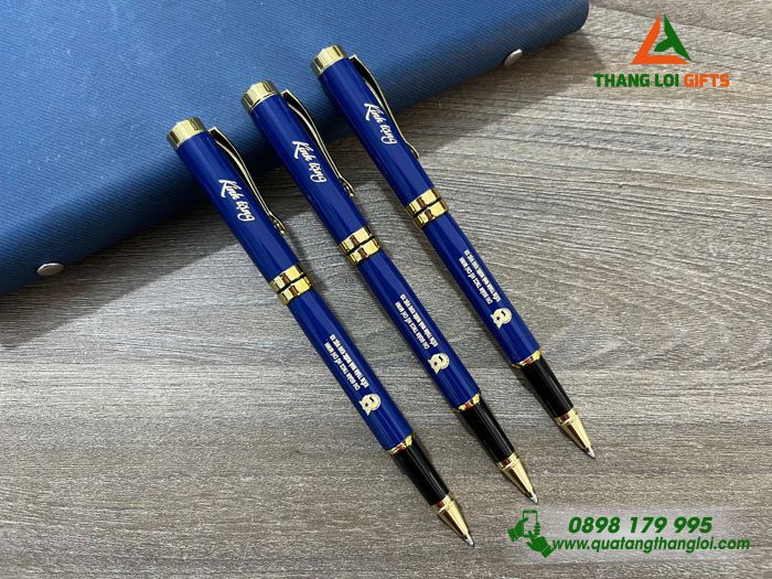 Bút Ký Kim Loại Màu Xanh Khoen Vàng - Khắc Logo Đoàn Thanh Niên Cộng Sản Hồ Chí Minh