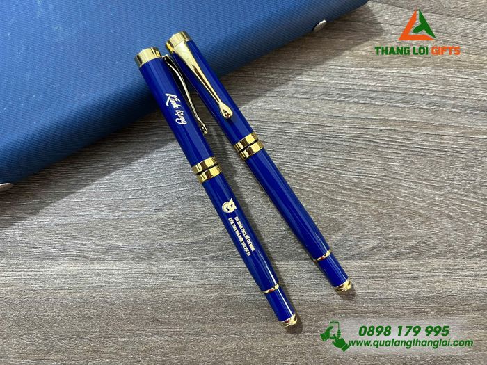 Bút Ký Kim Loại Màu Xanh Khoen Vàng - Khắc Logo Đoàn Thanh Niên Cộng Sản Hồ Chí Minh