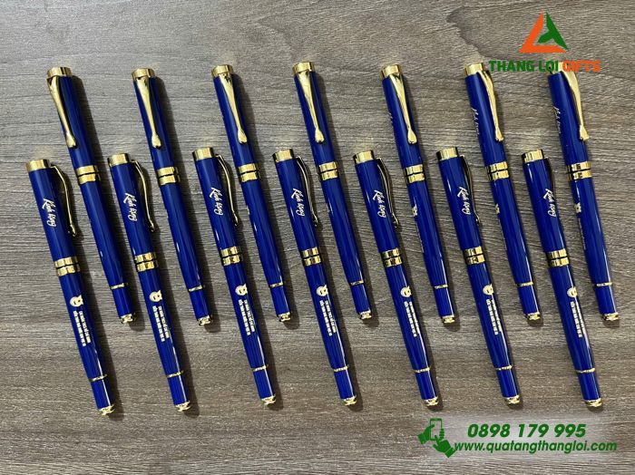 Bút Ký Kim Loại Màu Xanh Khoen Vàng - Khắc Logo Đoàn Thanh Niên Cộng Sản Hồ Chí Minh