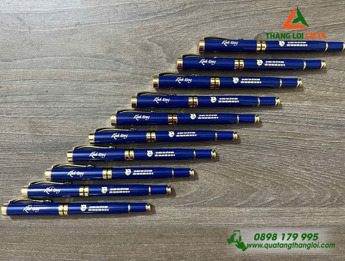 Bút Ký Kim Loại Màu Xanh Khoen Vàng - Khắc Logo Đoàn Thanh Niên Cộng Sản Hồ Chí Minh