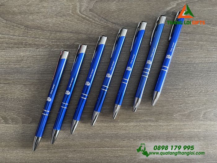 Bút Bi Kim Loại Bấm Màu Xanh - Khắc Logo Đoàn Thanh Niên Cộng Sản Việt Nam