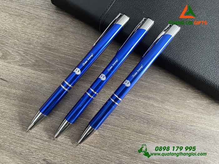 Bút Bi Kim Loại Bấm Màu Xanh - Khắc Logo Đoàn Thanh Niên Cộng Sản Việt Nam