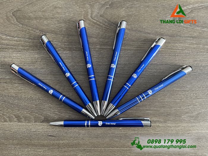 Bút Bi Kim Loại Bấm Màu Xanh - Khắc Logo Đoàn Thanh Niên Cộng Sản Việt Nam