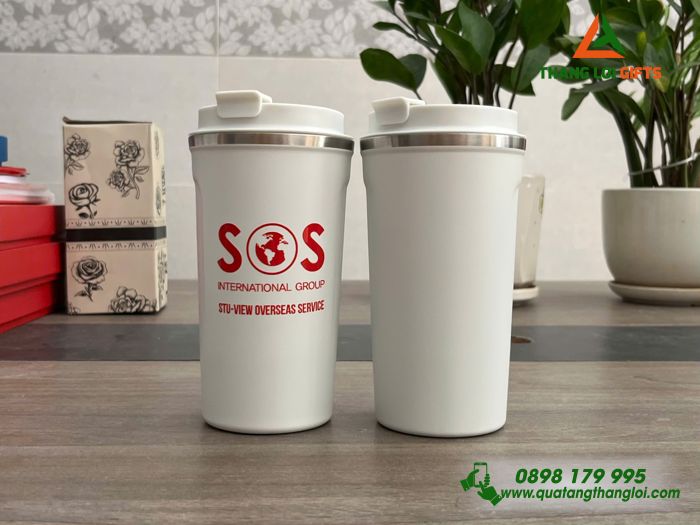 Ly Giữ Nhiệt Coffe Mug Màu Trắng 510ml - In Logo SOS International Group